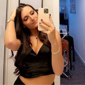 Zara Black Satin Crop Top